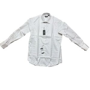 NWT HUGO BOSS Men's Classic Fitted Striped Dress Shirt White 15.5 32/33 Sleeve